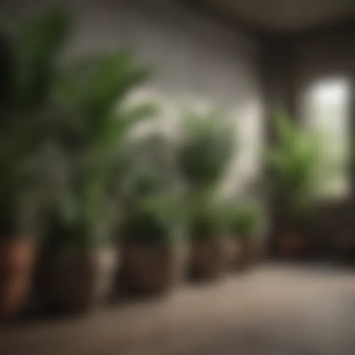 An array of decorative indoor plants in a modern setting.