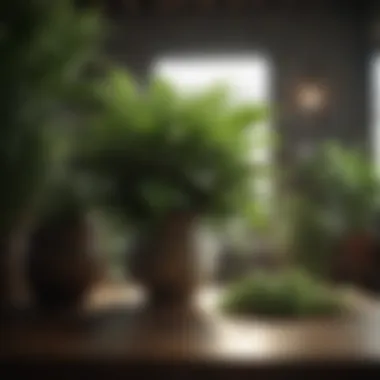 Diverse Indoor Plant Foliage A lush indoor plant arrangement showcasing diverse foliage.