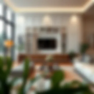 Chic Living Room with White Wall Storage Elegant living room featuring white wall storage enhancing decor