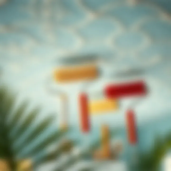 Various paint rollers for unique ceiling designs