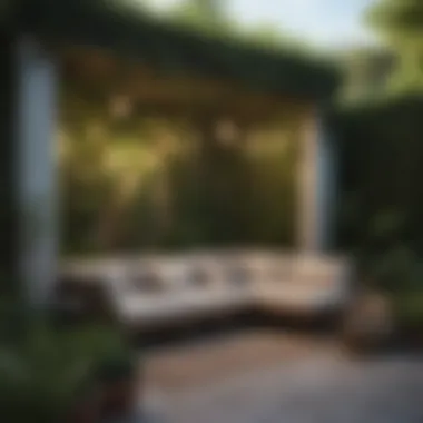 Stylish Seating in a Garden Corner Elegant seating arrangement in a lush backyard corner