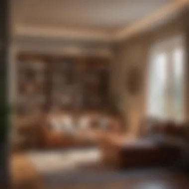 Cozy Reading Nook in a Spacious Living Room A cozy reading nook within a spacious living room, featuring plush seating and ambient lighting for relaxation