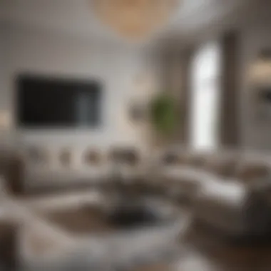 Elegant Layout Enhancing Functionality in a Living Room An elegant living room layout with carefully arranged furniture and stylish accessories to enhance functionality