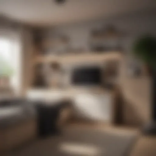 Modern bedroom with multifunctional furniture