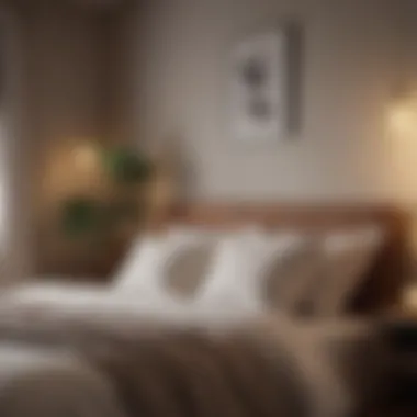 Serene Bedroom Corner A serene bedroom corner with soft lighting and natural textures