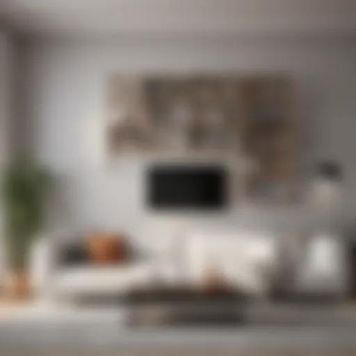 Modern minimalist bookshelf design seamlessly integrated into a living room.