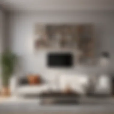 Seamless Integration of Minimalist Bookshelves Modern minimalist bookshelf design seamlessly integrated into a living room.