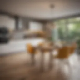 Modern kitchen with integrated dining space