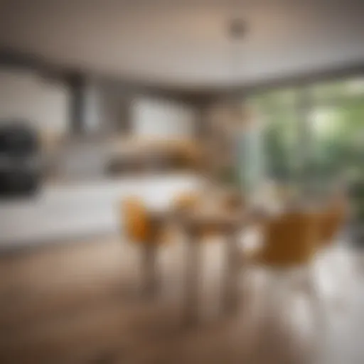 Modern kitchen with integrated dining space