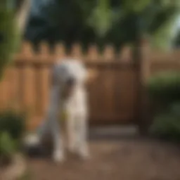Stylish wooden fence providing safety for dogs in a backyard