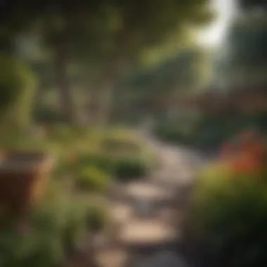 A sustainable garden with native plants and eco-friendly features.