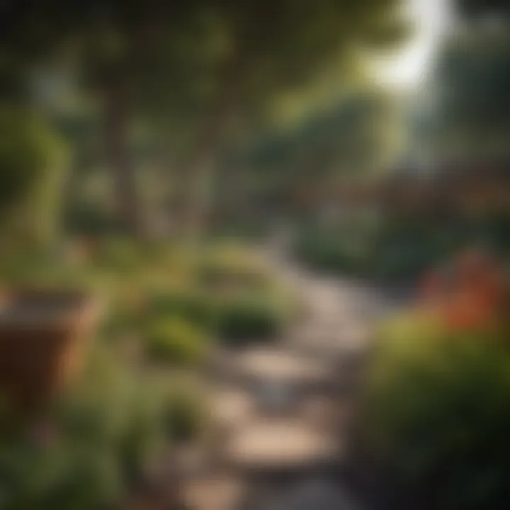 A sustainable garden with native plants and eco-friendly features.