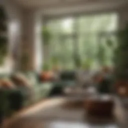 A cozy living room with natural light and indoor plants