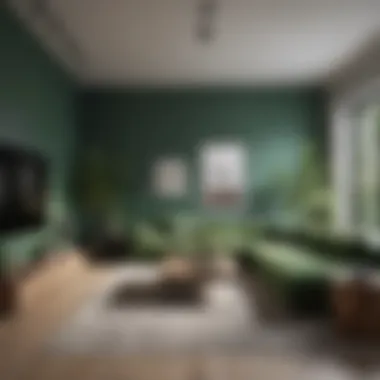 A minimalist living room showcasing green color schemes