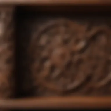 Intricate Wooden Design for Shelf Coverage Elegant wooden shelf cover with intricate carvings