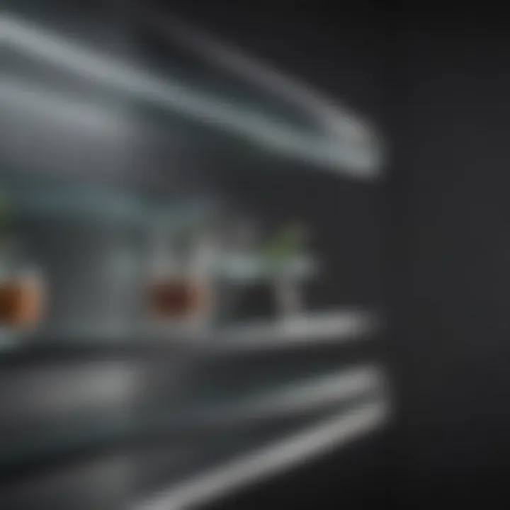 Glass and metal shelf cover reflecting contemporary style