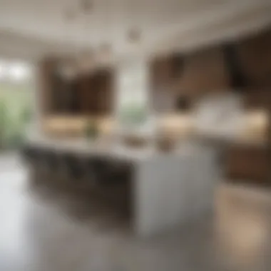 Luxurious Kitchen with Marble-Topped Island Luxurious kitchen with a marble-topped island and pendant lighting