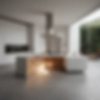 Minimalist Kitchen with Geometric Island Minimalist kitchen featuring a geometric island design