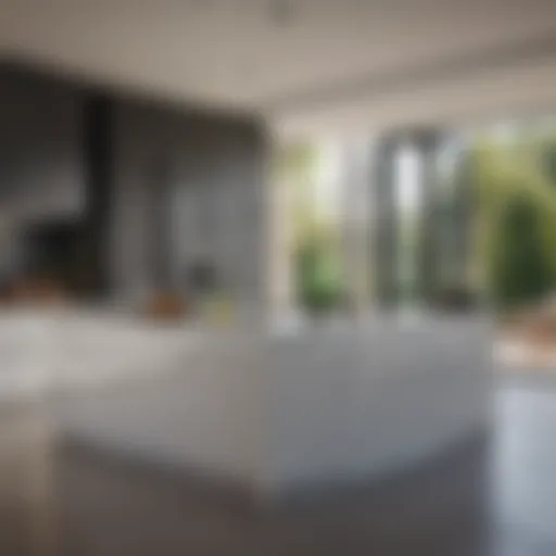 Sleek modern kitchen island with integrated seating