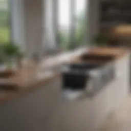 Sleek modern kitchen island with integrated sink