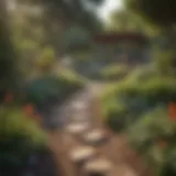 A tranquil garden featuring native plants and sustainable landscaping practices.