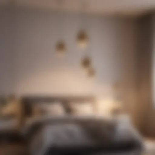 Sleek modern pendant lights casting a warm glow in a stylish bedroom