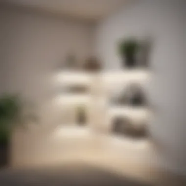 Stylish corner shelving unit maximizing space with a minimalist design
