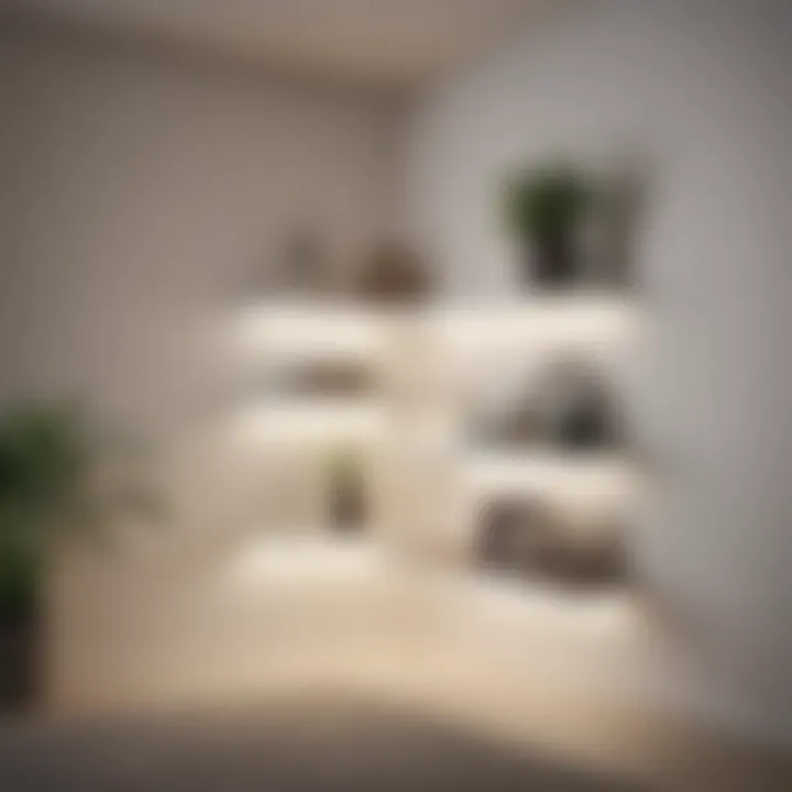 Stylish corner shelving unit maximizing space with a minimalist design