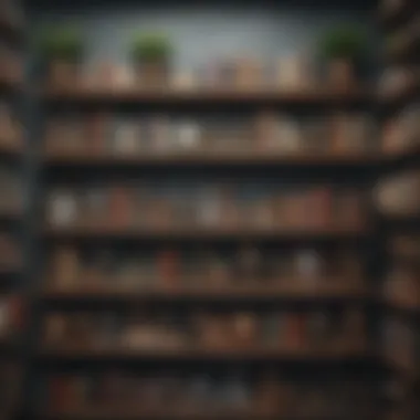 Artful Maximalist Shelving Display Maximalist shelving arrangement filled with books and art