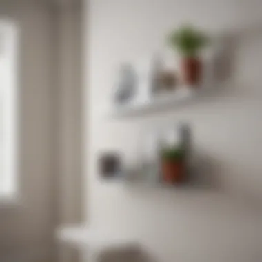 Sleek Minimalist Wall Shelves Minimalist wall-mounted shelving in a bright living space