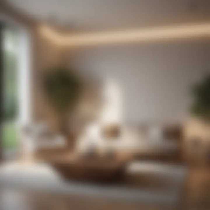 A minimalist sitting area showcasing clean lines and neutral colors