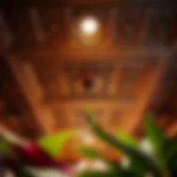 Elegant wooden ceiling tiles with intricate patterns