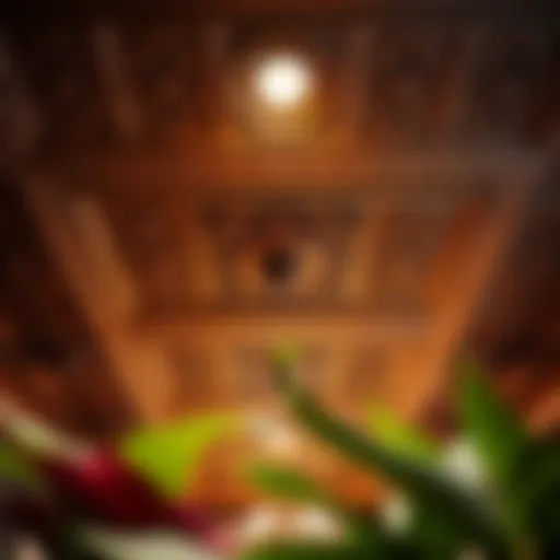 Elegant wooden ceiling tiles with intricate patterns