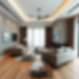 Modern living room showcasing minimalist design with sleek furniture.