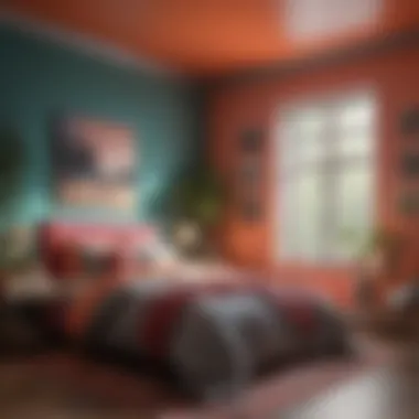 Vibrant Teen Bedroom A vibrant teen bedroom showcasing a mix of colors and artistic decor