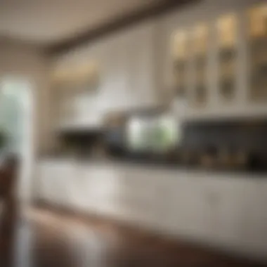 Elegant kitchen featuring asymmetrical cabinet arrangement for visual interest