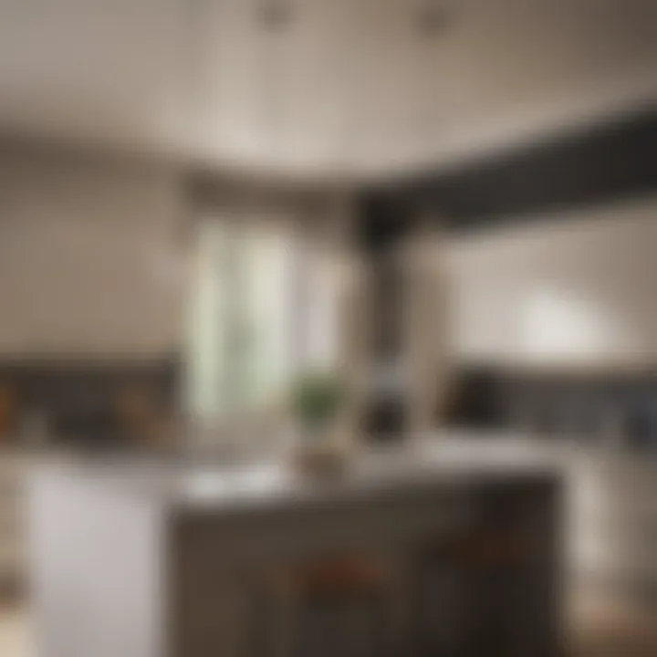 Modern pendant lights illuminating a sleek kitchen island