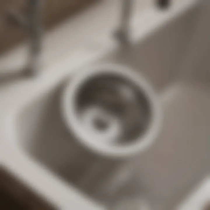 A close-up of a kitchen sink strainer being installed