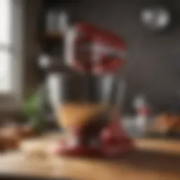 High-performance KitchenAid mixer with attachments.