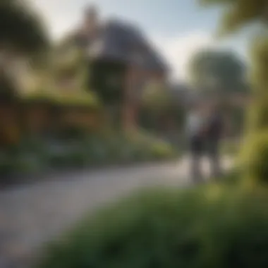 A landscape designer discussing plans with a client