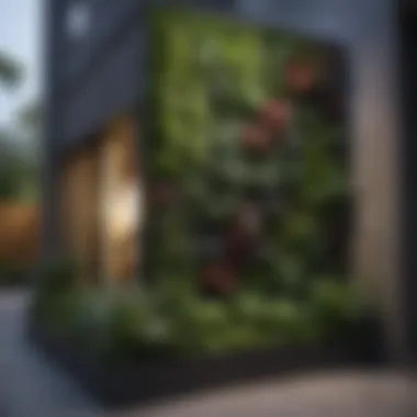 Vertical Gardening in Small Spaces An elegant small front yard showcasing vertical gardening and modern design elements.