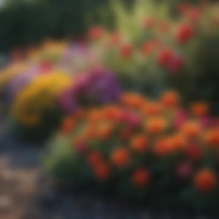 Close-up of vibrant flower beds adding color to the property