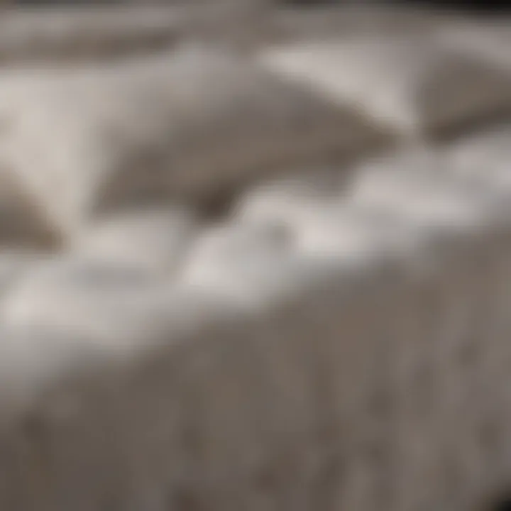 Close-up of high-quality mattress fabric and stitching details