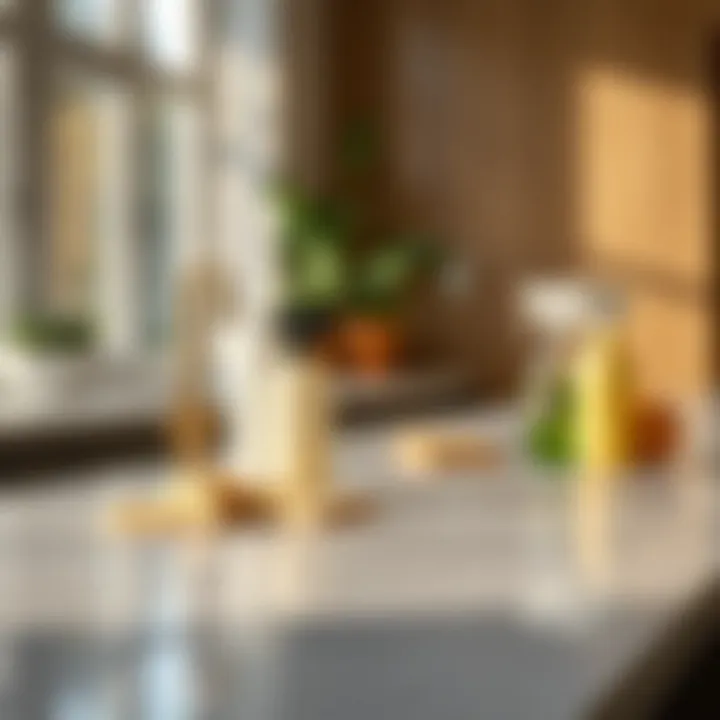 Effective Cleaning Techniques Demonstration of cleaning techniques on a quartz countertop