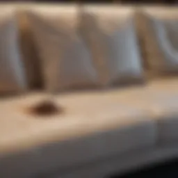 Elegant couch with a visible coffee stain