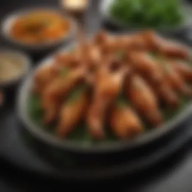 Garnished Chicken Wings Ready to Serve A platter of perfectly cooked chicken wings garnished with herbs