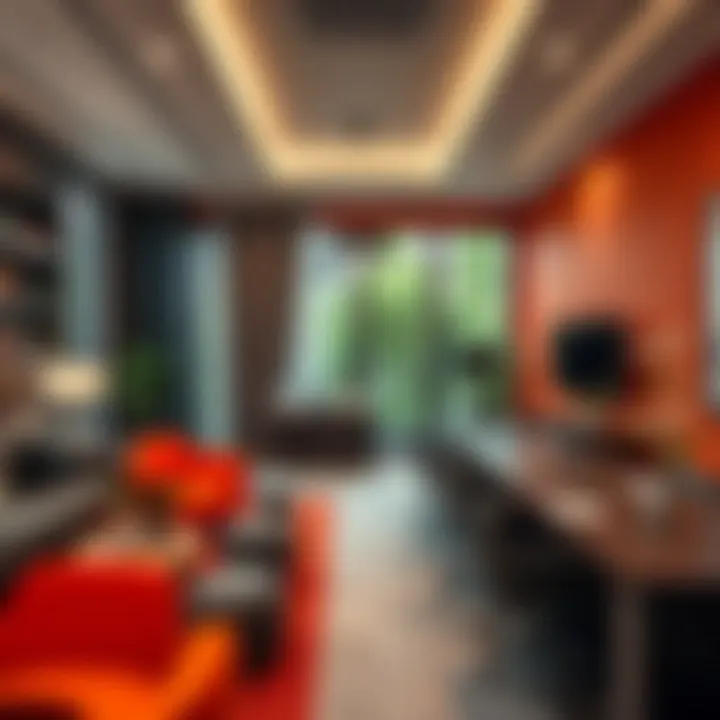 The Power of Contrast in Office Design An elegant office space using contrasting colors effectively