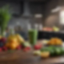 A vibrant array of fresh fruits and greens ready for blending