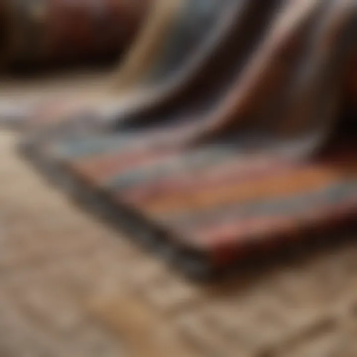 Different fabric swatches used in woven rugs