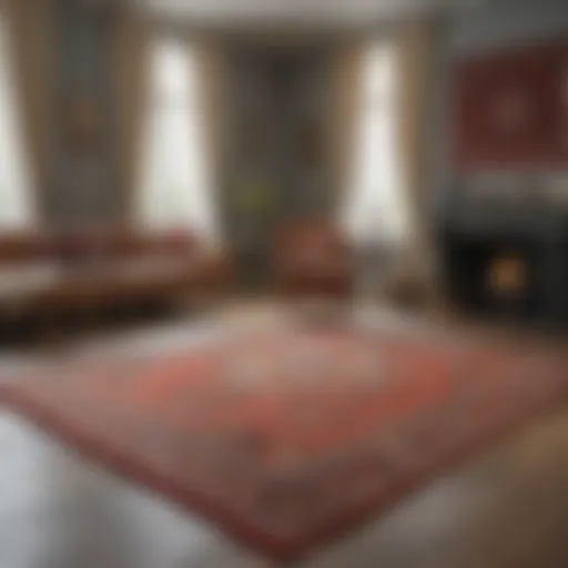 An array of woven rugs displayed in a bright room